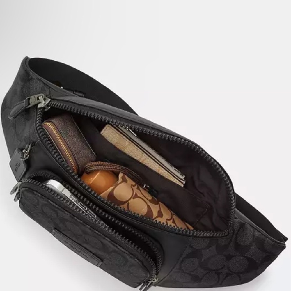 Coach Track Belt Bag In Signature Canvas - Picture 5 of 11